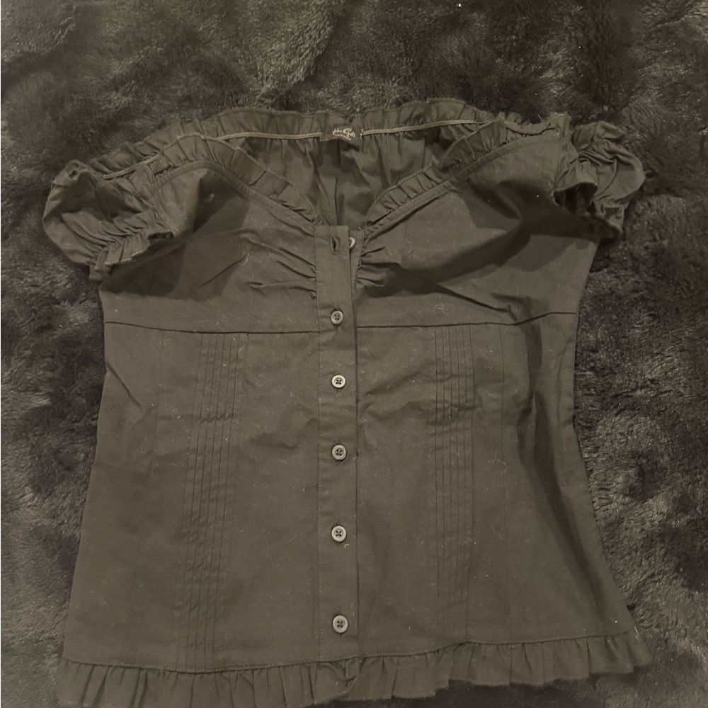 Brandy Melville Black Button-Up Blouse